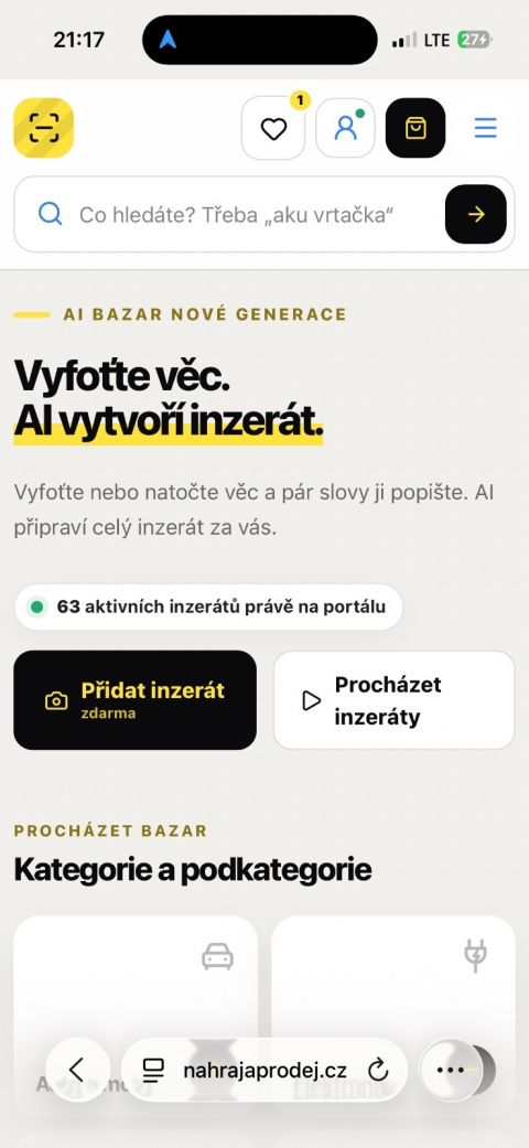 NahrajAProdej.cz – moderní AI bazar zdarma pro lidi i firmy